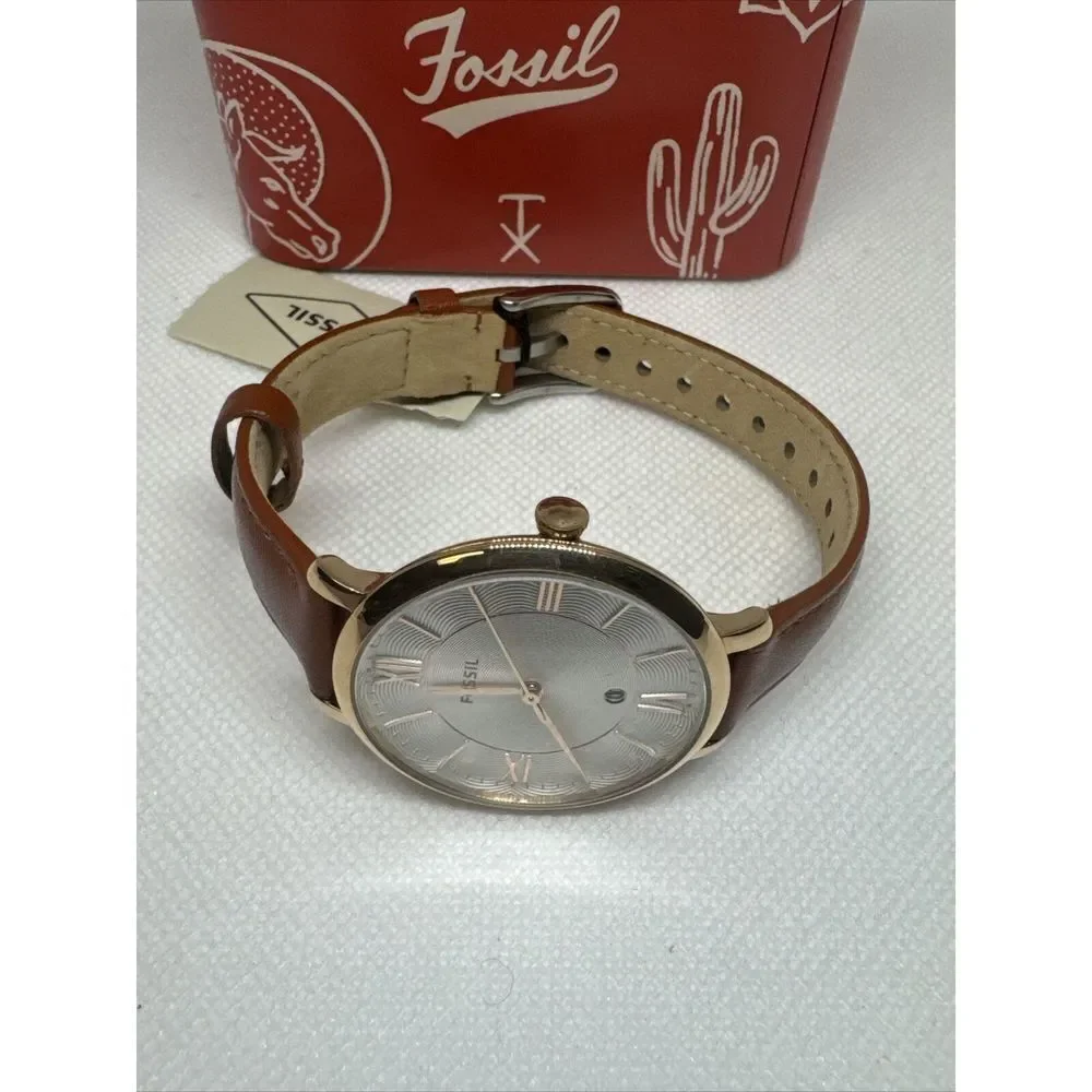 Fossil Jacqueline ES4352 Men Brown Leather Strap Analog Dial Quartz Watch YAY54